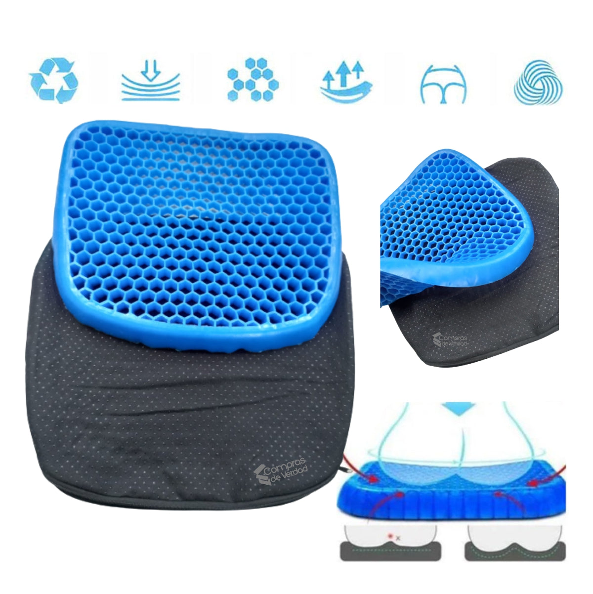 ComfortGel™ I Cojín de Gel Ergonómico para Silla